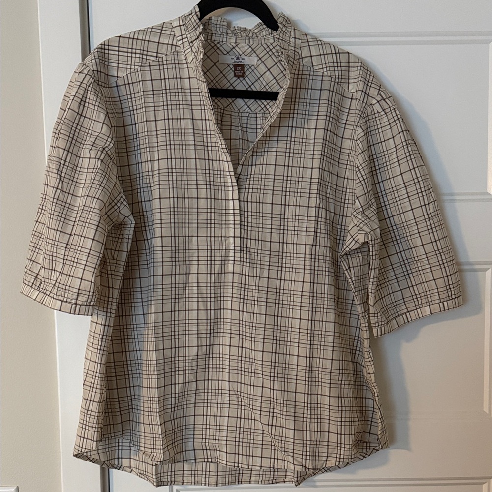 King Ranch Plaid 1/4 Button-Up Shirt NWT